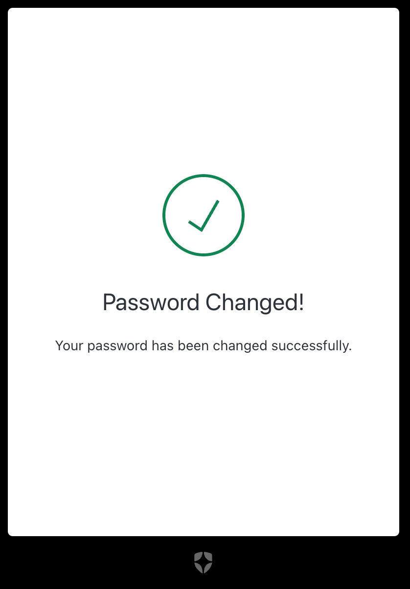 Password Changed confirmation screen